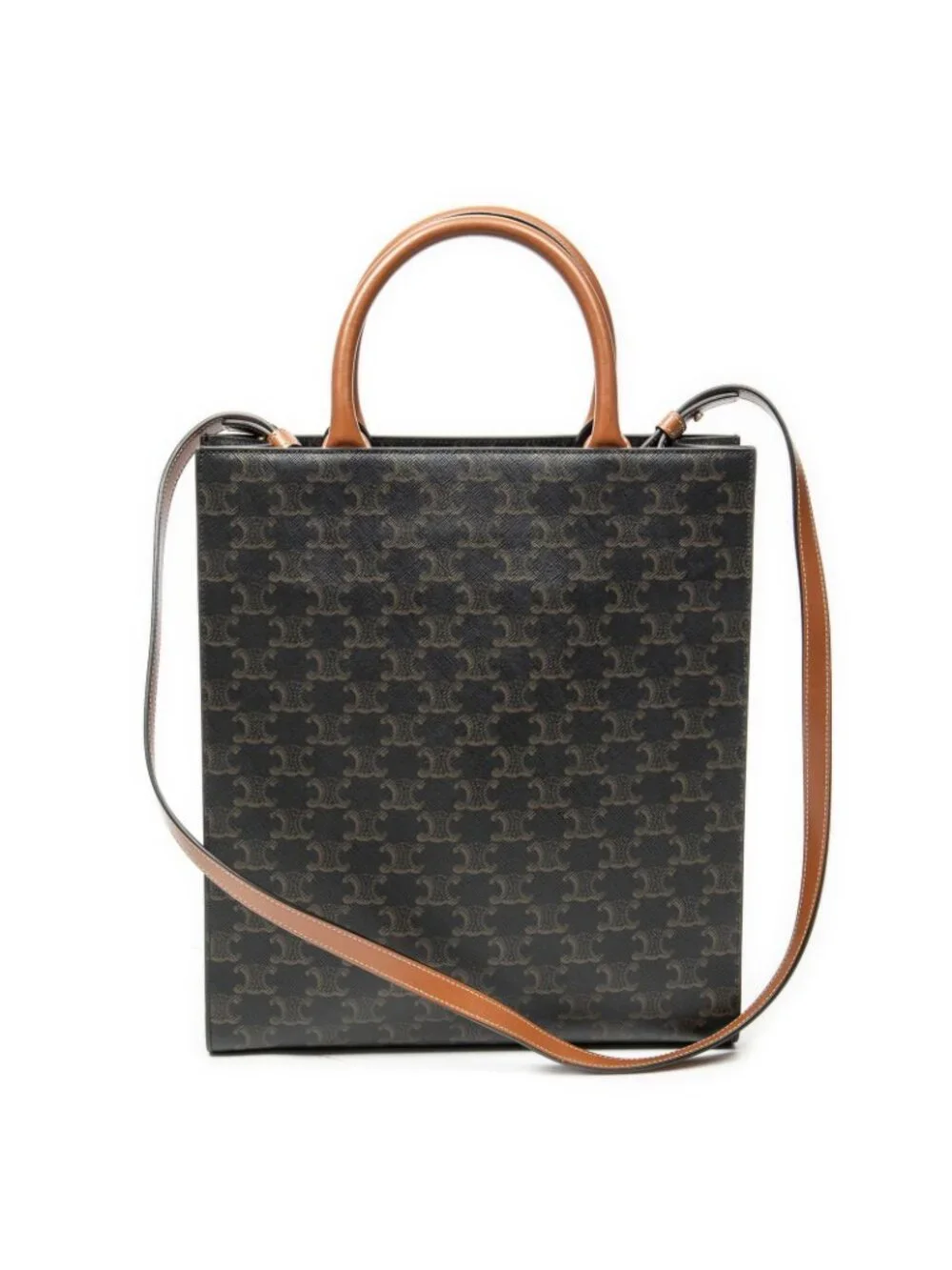 Celine Small Vertical Cover Tote Brown Triomphe Canvas